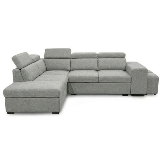 Grey Corner Sofa Bed + Storage + Footstool