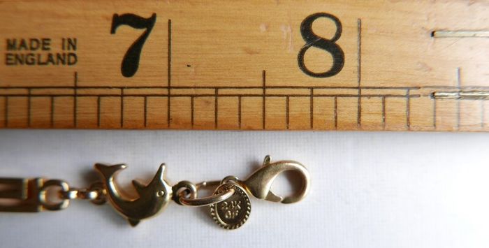 Vintage 24K GF Gold Filed Bracelet Bangle with Dolphins length 8" - 11,33g