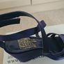 Navy satin wedge sandals Image 4