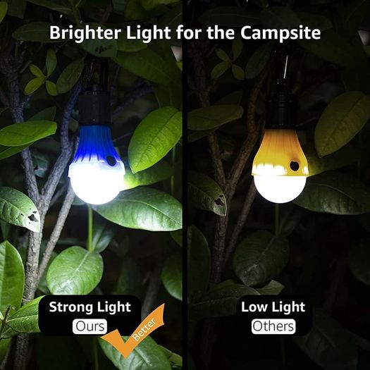 Camping Lights, Battery Powered Tent Lights, Warm and Cool White Modes, Camping Accessories, Hanging Camping Lantern, Suit for Hiking, Fishing, Power Cuts, Pack of 4