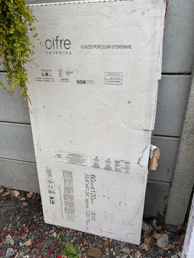 1 box of Cifre Ceramica white porcelain tiles includes 2x 60cm x 120cm