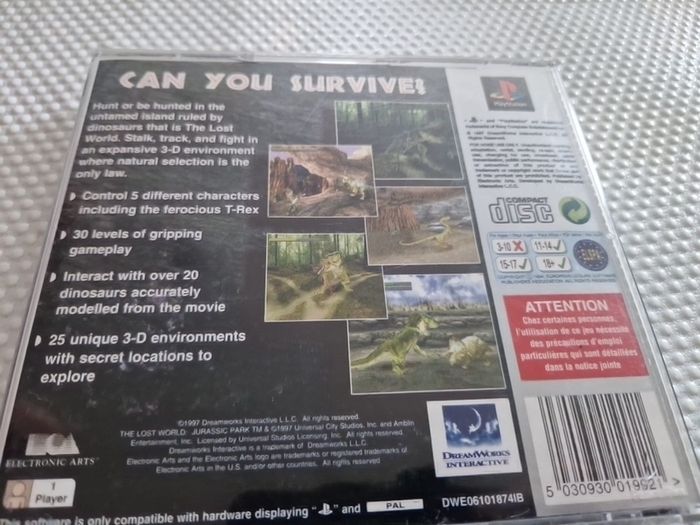 The Lost World Jurassic Park PlayStation1 Ps1 PlayStation2 Ps2 Games Original