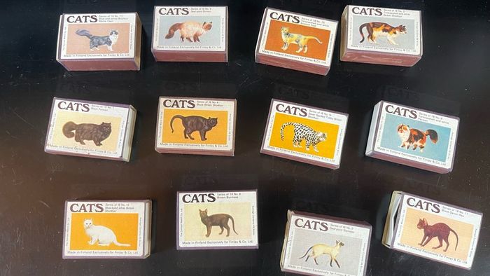 13 Vintage Cats Matchboxes