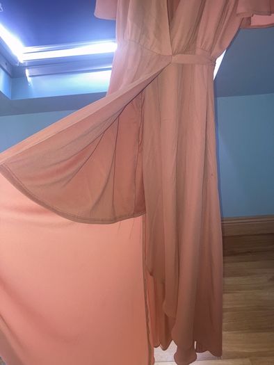 Long wedding guest/bridesmaid maxi dress blush pink/peach tone
