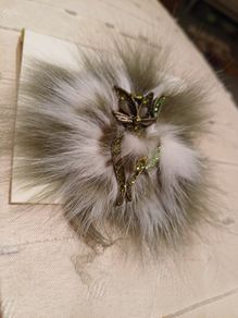Cute New Green  Furry Broach