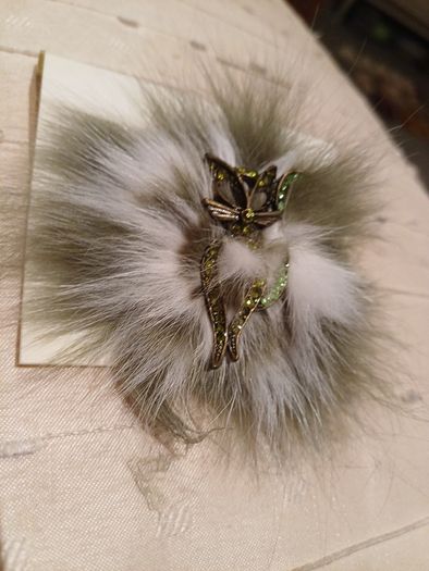Cute New Green  Furry Broach