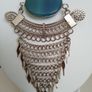 A Bold Tribal Style Statement Necklace  Blue Agate Pendant Image 4