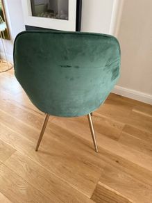 MOF Dining chair Armchair with Armrest & Backrest Upholstered seat with Metal legs T05 | Green