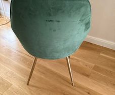 MOF Dining chair Armchair with Armrest & Backrest Upholstered seat with Metal legs T05 | Green