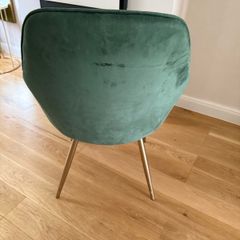 MOF Dining chair Armchair with Armrest & Backrest Upholstered seat with Metal legs T05 | Green