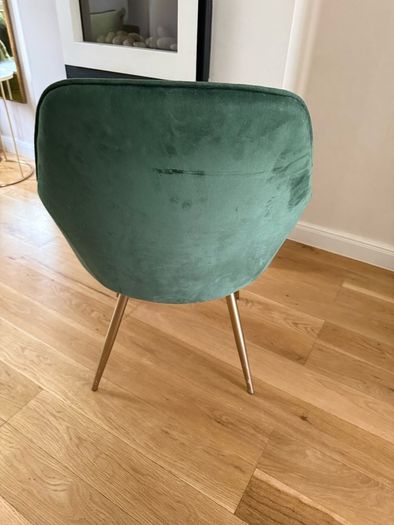 MOF Dining chair Armchair with Armrest & Backrest Upholstered seat with Metal legs T05 | Green