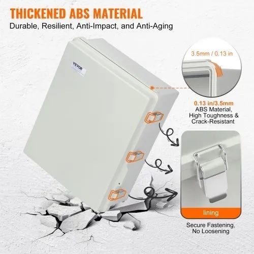 Outdoor Electrical Junction Box, 350 x 250 x 150 mm, ABS Plastic Electrical Enclosure Box with Hinged Cover Stainless Steel Latch,