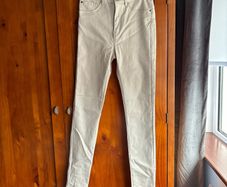 Cream pleather trousers