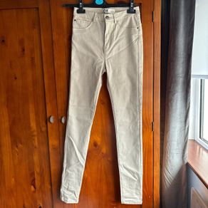 Cream pleather trousers