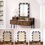 Dressing Table Dressing Table Vanity Table with Stool 10 LED Bulbs Adjustable Brightness Mirror Bedroom Dressing Room Industrial Design Vintage Brown-Black Image 4