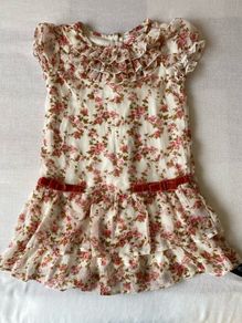 Brand new with tag Girl's Cream Flower Print Dress | Size 5 years