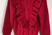 Red cable knit ruffle jumper with glitter thread detail 6-7 years
