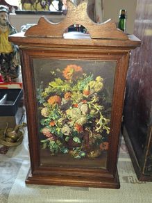 Beautiful Old Floral Wooden Wall Mounted Cabinet Key Holder, Postage Available or Collection, Lots more Coins, Notes, Antiques and Collectables including Oil Lamps in my other ads