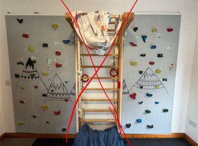 Kids Indoor Climbing Wall - 2 Large Panels With Climbing Holds