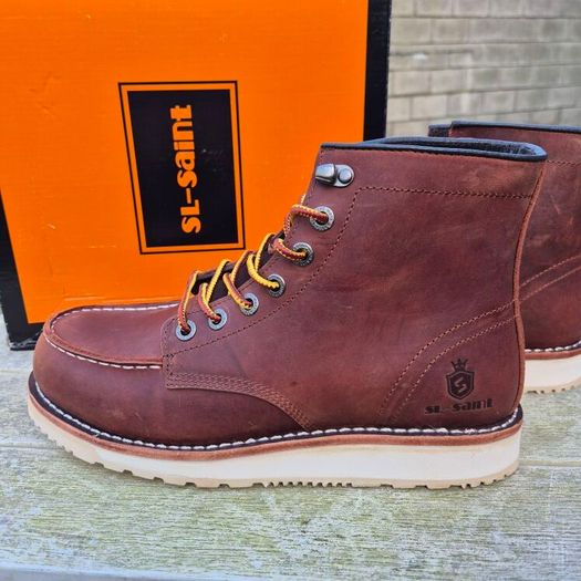 SL-Saint Men's Leather  Moc Toe Boots, Brand New, UK 9.5/EU 44