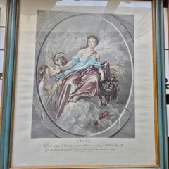 2 Vintage French classical glass wood framed prints