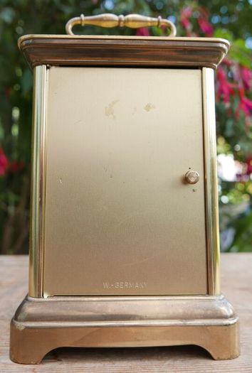 Vintage Staiger Brass Mantel Catriage battery operated Table Clock