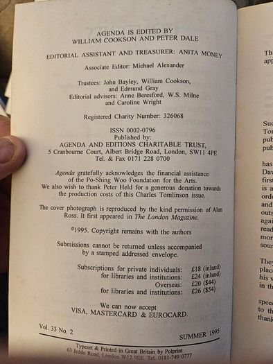 Agenda Literary  Books X 3. Paperback In Good Condition   See Photos For Same.