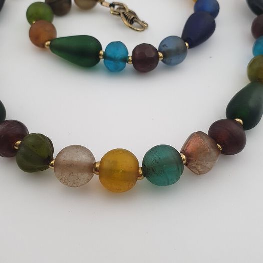 Antique African Style Mix MultiColor Glass Beads Necklace
