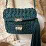 Handmade Crochet Crossbody Bag ,Bottle Green ,Emerald Image 9