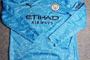 Manchester City Puma Home Shirt 20-21 Long Sleeve - Boys 11-12 Years Rare Retro