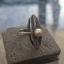 Lovely Vintage Sterling Silver Ladies Ring with a single Pearl stone Image 2