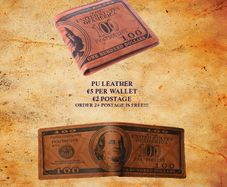 Leather Wallet 100 Dollar Bill