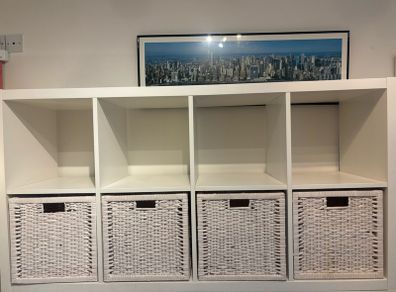 Kallax Unit with White Baskets x 4