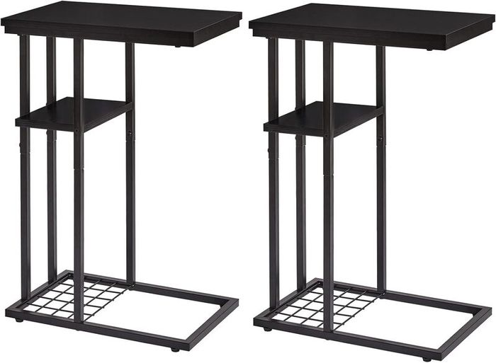 C Shaped End Table Set of 2 with Stable Metal Frame