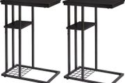 C Shaped End Table Set of 2 with Stable Metal Frame