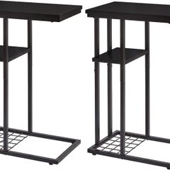 C Shaped End Table Set of 2 with Stable Metal Frame
