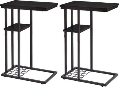 C Shaped End Table Set of 2 with Stable Metal Frame