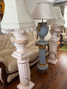Set of 3 Tall Ornate Lamps Mahoona Lighting