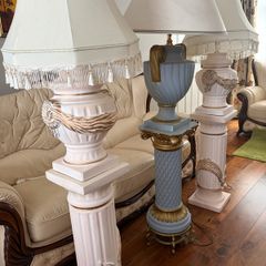 Set of 3 Tall Ornate Lamps Mahoona Lighting