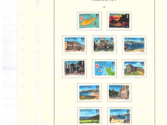 1983-1999 Alderney Stamp collection including commemorative and definitive stamps on Lighthouse hingeless pages (16 pages)