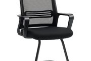 Mesh office chair without casters, sled base, for conference room, waiting area, reception, black