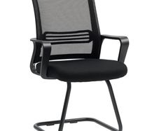 Mesh office chair without casters, sled base, for conference room, waiting area, reception, black