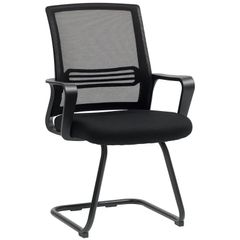 Mesh office chair without casters, sled base, for conference room, waiting area, reception, black