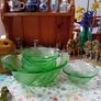 Green Glass Dessert Bowl set Image 3