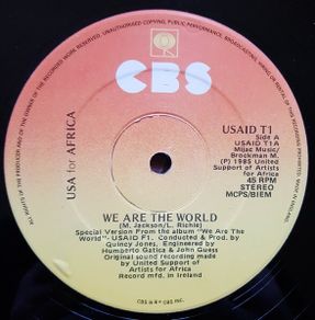 USA For Africa We Are The World 1985 Vinyl 12 Inch Irish Pressing