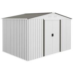 Garden Shed 277x195x192 cm Metal Outdoor Storage for Tools Silver and Gray