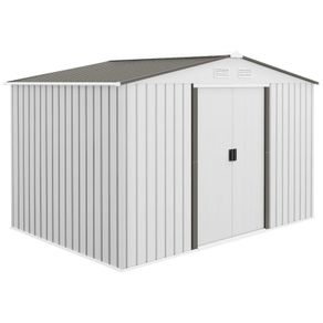 Garden Shed 277x195x192 cm Metal Outdoor Storage for Tools Silver and Gray