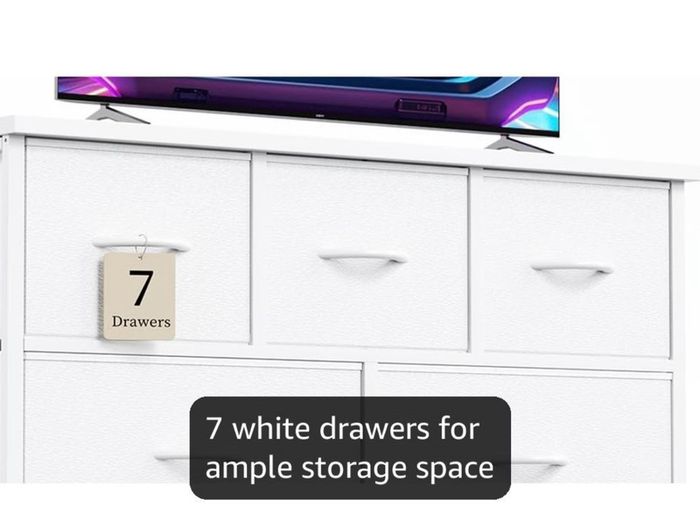 Chest of Drawers for Bedroom with 7 Drawers, Fabric Storage Drawer, Tall White Hallway Storage Unit