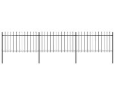 Garden Fence with Spear Top Steel 5.1x1 m Black