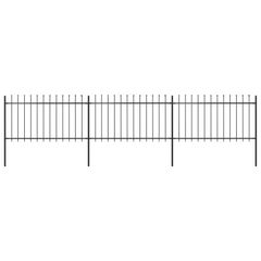 Garden Fence with Spear Top Steel 5.1x1 m Black